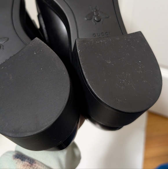 Gucci Mr Horsebit Platform Loafers Women’s EU 36.5 US 6.5 Black Leather Lug Sole - Picture 8 of 10